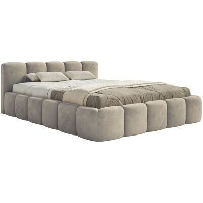 Selsey Lit rembourré 140x200 cm, velours hydrofuge, gris-beige Taupe 218x72x160cm - Publicité Selsey Lit rembourré 140x200 cm, velours hydrofuge, gris-beige Taupe 218x72x160cm - Publicité