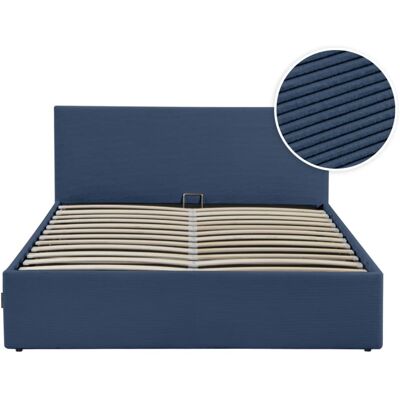 Usinestreet Cadre de lit avec coffre de rangement velours côtelé bleu 160x200cm Bleu 168x82x208cm - Publicité Usinestreet Cadre de lit avec coffre de rangement velours côtelé bleu 160x200cm Bleu 168x82x208cm - Publicité