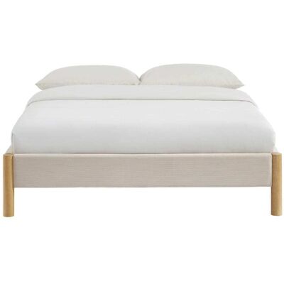 Drawer Lit en velours côtelé 140x190cm - Beige Beige 202x33x152cm - Publicité Drawer Lit en velours côtelé 140x190cm - Beige Beige 202x33x152cm - Publicité