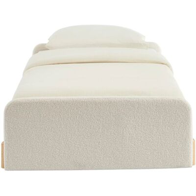 Baita Lit enfant tissu bouclette beige 90x190 sommier inclus Beige 199x40x105cm - Publicité Baita Lit enfant tissu bouclette beige 90x190 sommier inclus Beige 199x40x105cm - Publicité