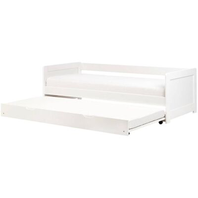 Beliani Lit gigogne en bois blanc 90x200 Blanc 206x63x96cm - Publicité Beliani Lit gigogne en bois blanc 90x200 Blanc 206x63x96cm - Publicité