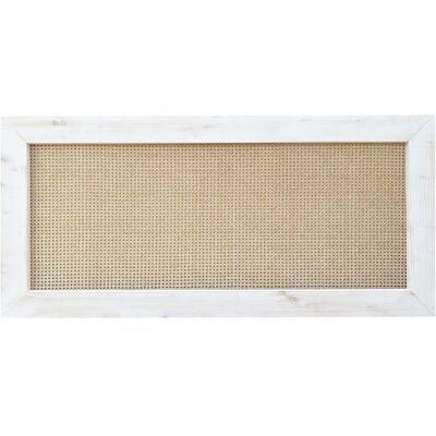 NATYAL Tête de lit en rotin et bois massif blanc vieilli 100x74cm Blanc 100x74x3cm - Publicité NATYAL Tête de lit en rotin et bois massif blanc vieilli 100x74cm Blanc 100x74x3cm - Publicité