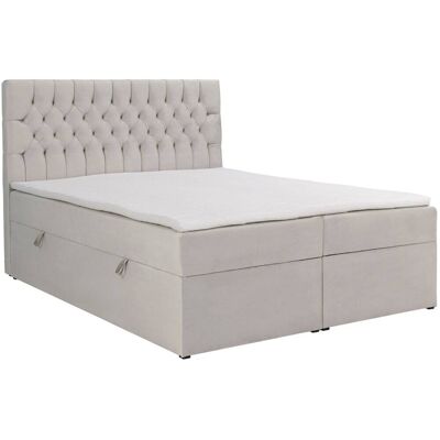 Selsey Lit boxspring 160×200 avec matelas et surmatelas, velours, beige clair Beige 212x125x160cm - Publicité Selsey Lit boxspring 160×200 avec matelas et surmatelas, velours, beige clair Beige 212x125x160cm - Publicité