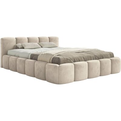 Selsey Lit rembourré 200x200, coffre de lit, velours hydrofuge, beige clair Beige 218x72x220cm - Publicité Selsey Lit rembourré 200x200, coffre de lit, velours hydrofuge, beige clair Beige 218x72x220cm - Publicité