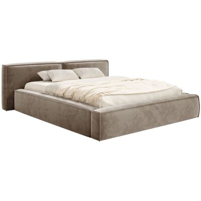 Selsey Lit coffre 140 x 200 avec sommier, en velours, brun clair Marron 242x72x206cm - Publicité Selsey Lit coffre 140 x 200 avec sommier, en velours, brun clair Marron 242x72x206cm - Publicité