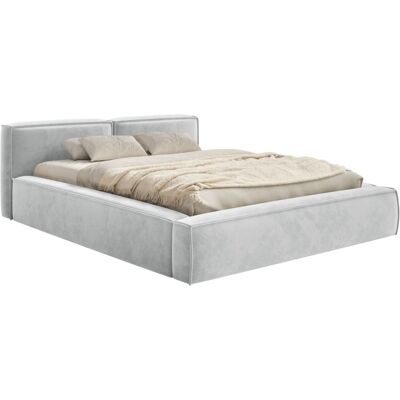 Selsey Lit coffre 140 x 200 avec sommier, en velours, gris clair Gris 242x72x172cm - Publicité Selsey Lit coffre 140 x 200 avec sommier, en velours, gris clair Gris 242x72x172cm - Publicité