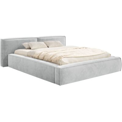 Selsey Lit coffre 140 x 200 avec sommier, en velours, gris clair Gris 242x72x206cm - Publicité Selsey Lit coffre 140 x 200 avec sommier, en velours, gris clair Gris 242x72x206cm - Publicité