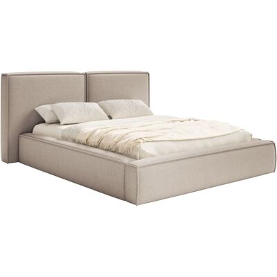 Selsey Lit tapissé 180x200 avec coffre, sommier à lattes, chenille, beige Beige 242x107x246cm - Publicité Selsey Lit tapissé 180x200 avec coffre, sommier à lattes, chenille, beige Beige 242x107x246cm - Publicité