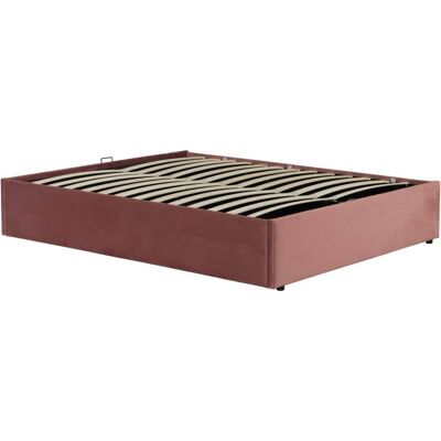 Terre de Nuit Lit coffre en velours rose poudré 160x200 Rose 211x37x166cm - Publicité Terre de Nuit Lit coffre en velours rose poudré 160x200 Rose 211x37x166cm - Publicité