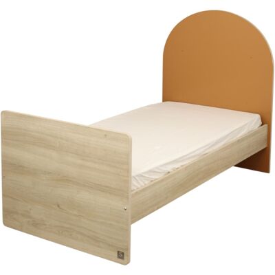 Sauthon Lit junior 90x190 - tête de lit forme arche Marron 195x128x100cm - Publicité Sauthon Lit junior 90x190 - tête de lit forme arche Marron 195x128x100cm - Publicité