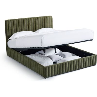 Homifab Lit coffre adulte 140x190 cm avec tête de lit en tissu chenille vert Vert 205x112x152cm - Publicité Homifab Lit coffre adulte 140x190 cm avec tête de lit en tissu chenille vert Vert 205x112x152cm - Publicité
