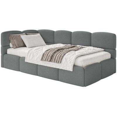 Selsey Lit ado 120x200, tête de lit à gauche, matelas, chenille gris foncé Gris 140x88x220cm - Publicité Selsey Lit ado 120x200, tête de lit à gauche, matelas, chenille gris foncé Gris 140x88x220cm - Publicité