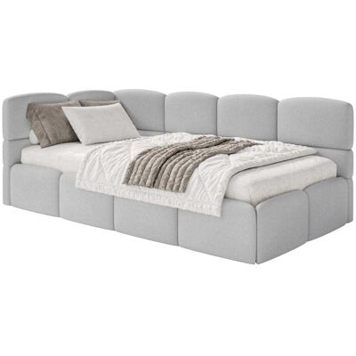 Selsey Lit ado 120x200, tête de lit à gauche, matelas, chenille gris clair Gris 140x88x220cm - Publicité Selsey Lit ado 120x200, tête de lit à gauche, matelas, chenille gris clair Gris 140x88x220cm - Publicité