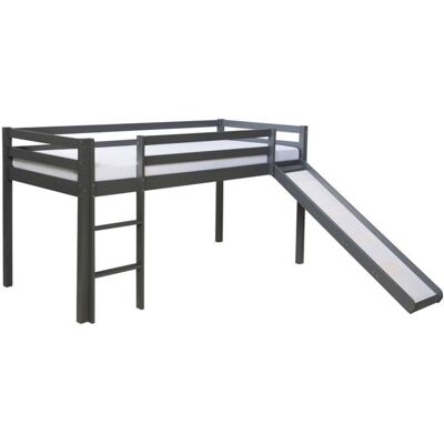 Homestyle4U Lit avec sommier à lattes toboggan gris Gris 92x7x23cm - Publicité Homestyle4U Lit avec sommier à lattes toboggan gris Gris 92x7x23cm - Publicité