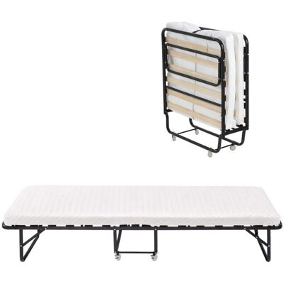 SAMPUR Lit pliant à roulettes avec matelas à mémoire de forme 90x200 Noir 200x35x90cm - Publicité SAMPUR Lit pliant à roulettes avec matelas à mémoire de forme 90x200 Noir 200x35x90cm - Publicité