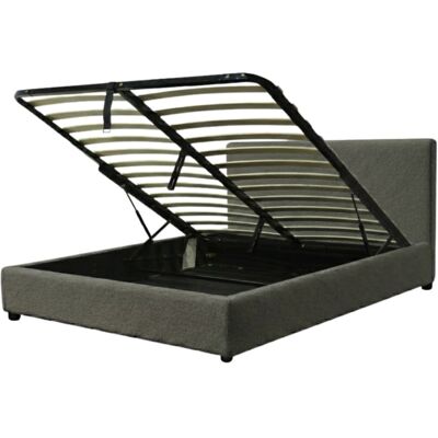 SAMPUR Lit coffre en bouclette grise 140x190cm Gris 190x25x140cm - Publicité SAMPUR Lit coffre en bouclette grise 140x190cm Gris 190x25x140cm - Publicité