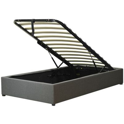 SAMPUR Lit coffre gris clair avec cadre à lattes 90x190cm Gris 190x25x90cm - Publicité SAMPUR Lit coffre gris clair avec cadre à lattes 90x190cm Gris 190x25x90cm - Publicité