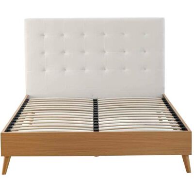Terre de Nuit Lit 160x200 avec sommier et tête de lit capitonnée en velours beige Beige 214x115x167cm - Publicité Terre de Nuit Lit 160x200 avec sommier et tête de lit capitonnée en velours beige Beige 214x115x167cm - Publicité
