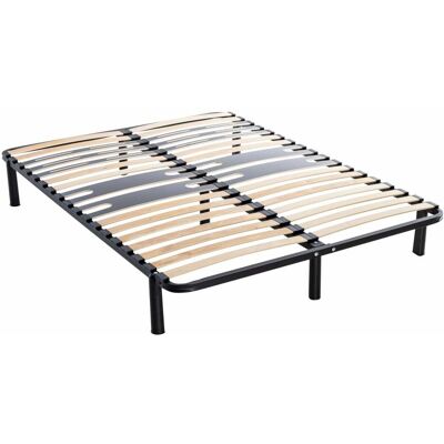 Someo Sommier cadre à lattes métal en kit 5 zones morphologiques 140x190 Noir 188x26x138cm - Publicité Someo Sommier cadre à lattes métal en kit 5 zones morphologiques 140x190 Noir 188x26x138cm - Publicité