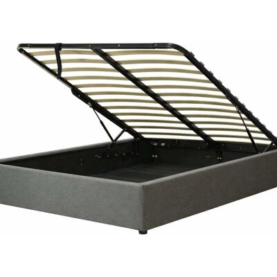 SAMPUR Lit coffre gris foncé avec cadre à lattes 140x200cm Gris 200x25x140cm - Publicité SAMPUR Lit coffre gris foncé avec cadre à lattes 140x200cm Gris 200x25x140cm - Publicité