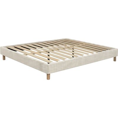 SAMPUR Lit sable avec cadre à lattes 160x200cm Beige 200x25x160cm - Publicité SAMPUR Lit sable avec cadre à lattes 160x200cm Beige 200x25x160cm - Publicité