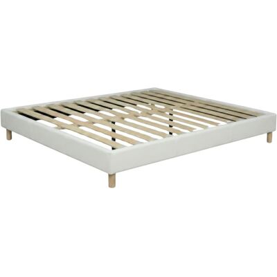 SAMPUR Lit en simili cuir blanc avec cadre à lattes 160x200cm Blanc 200x25x160cm - Publicité SAMPUR Lit en simili cuir blanc avec cadre à lattes 160x200cm Blanc 200x25x160cm - Publicité