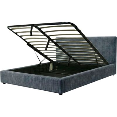 SAMPUR Lit coffre bleu avec tête de lit 160x200cm Bleu 200x25x160cm - Publicité SAMPUR Lit coffre bleu avec tête de lit 160x200cm Bleu 200x25x160cm - Publicité
