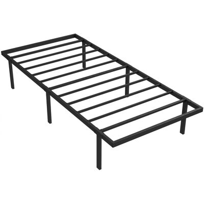 Homcom Cadre de lit 90x200cm avec sommier en métal rangement sous lit noir Noir 201x36x91cm - Publicité Homcom Cadre de lit 90x200cm avec sommier en métal rangement sous lit noir Noir 201x36x91cm - Publicité