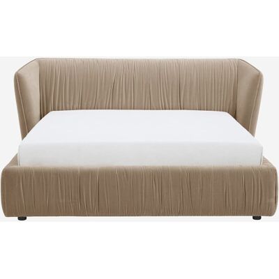 Habitat Lit 160 x 200 cm en tissu plissé - beige sable Beige 230x97x219cm - Publicité Habitat Lit 160 x 200 cm en tissu plissé - beige sable Beige 230x97x219cm - Publicité