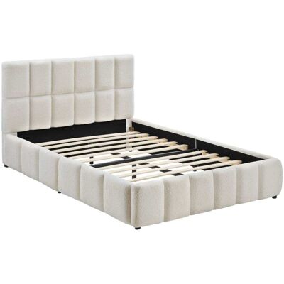 Tectake Lit rembourré, sommier lattes, charge 250 kg, crème 133x220x93cm Beige 220x93x133cm - Publicité Tectake Lit rembourré, sommier lattes, charge 250 kg, crème 133x220x93cm Beige 220x93x133cm - Publicité