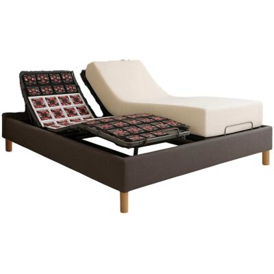 SAMPUR Lit electrique de relaxation tissu gris et matelas 160x200 cm Gris 200x30x160cm - Publicité SAMPUR Lit electrique de relaxation tissu gris et matelas 160x200 cm Gris 200x30x160cm - Publicité