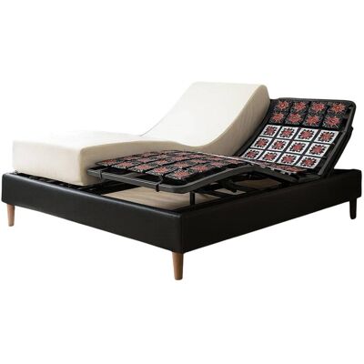 SAMPUR Lit electrique de relaxation simili noir et matelas 140x190 cm Noir 190x30x140cm - Publicité SAMPUR Lit electrique de relaxation simili noir et matelas 140x190 cm Noir 190x30x140cm - Publicité