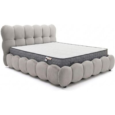 Menzzo Pack lit-coffre design boule + matelas bedream 160x200cm velours gris Gris 189x110x223cm - Publicité Menzzo Pack lit-coffre design boule + matelas bedream 160x200cm velours gris Gris 189x110x223cm - Publicité
