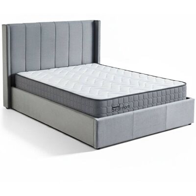 Menzzo Pack lit-coffre + matelas bedream 140x190cm velours gris Gris 148x110x207cm - Publicité Menzzo Pack lit-coffre + matelas bedream 140x190cm velours gris Gris 148x110x207cm - Publicité