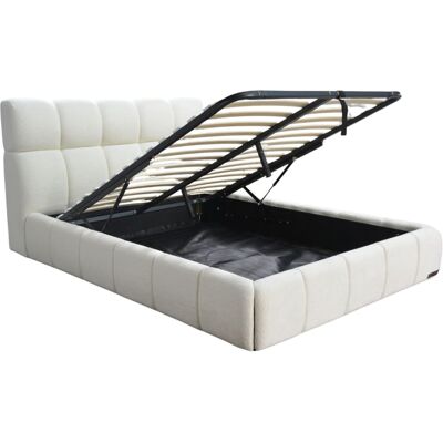 SAMPUR Lit coffre 160x200 cm avec tête de lit en tissu chenille sable Beige 236x30x182cm - Publicité SAMPUR Lit coffre 160x200 cm avec tête de lit en tissu chenille sable Beige 236x30x182cm - Publicité