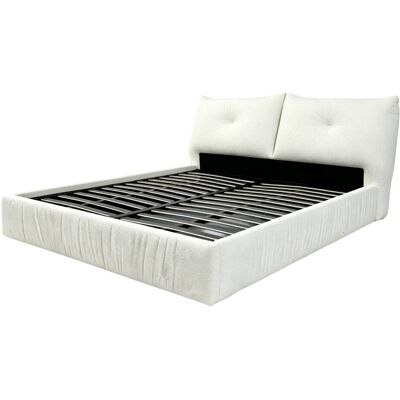 SAMPUR Lit coffre 200x200 cm avec tête de lit en tissu texturé sable Beige 235x30x225cm - Publicité SAMPUR Lit coffre 200x200 cm avec tête de lit en tissu texturé sable Beige 235x30x225cm - Publicité