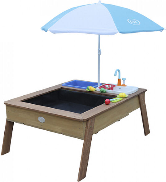 Axi Table de jeux à sable et à eau en bois marron dès 3 ans Bleu 110x50x94cm