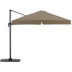 Pack parasol carré suspendu structure anthracite tissu taupe 3x3m + socles + housse étanche - Milan image