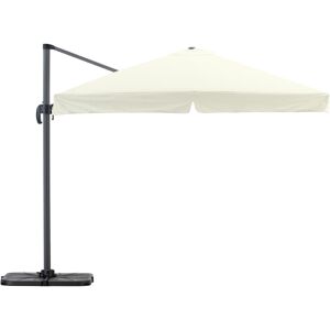 Pack parasol carré suspendu structure anthracite tissu naturel écru 3x3m + socles + housse étanche - Milan image