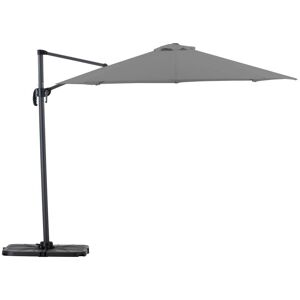 Pack parasol rond suspendu structure anthracite tissu gris clair 3m + socles + housse étanche - Milan image