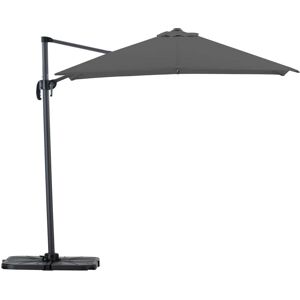 Pack parasol carré suspendu structure anthracite tissu gris foncé anthracite 2,5x2,5m + socles + housse étanche - Milan image