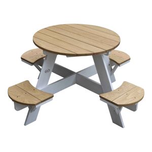 Axi Table de pique-nique ronde en bois brun/blanc Blanc 120x56x120cm