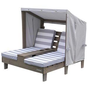 KidKraft Double chaise longue enfant avec coussins rayés gris et blanc Gris 85x89x93cm