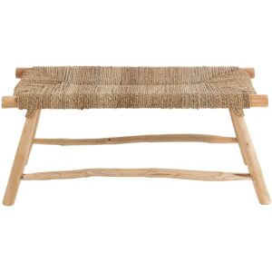 Hellin Banc artisanal en teck et jonc de mer 2 personnes L100 Beige 100x45x44cm