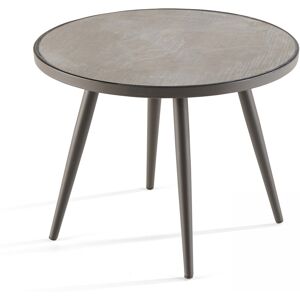 Oviala Table basse ronde de jardin plateau en céramique Gris 45x35x45cm