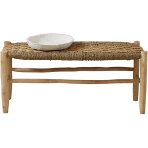 Home Maison Banc marocain tressage damier osier/bois naturel 100 cm Beige 0x45x100cm