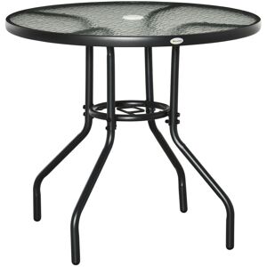 Outsunny Table à manger jardin trou parasol verre trempé noir Noir 80x72x80cm - Publicité Outsunny Table à manger jardin trou parasol verre trempé noir Noir 80x72x80cm - Publicité