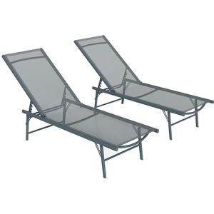 Outsunny Chaise longue pliante textilène gris clair Gris 164x84x54cm - Publicité Outsunny Chaise longue pliante textilène gris clair Gris 164x84x54cm - Publicité