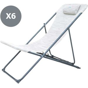 Ozalide Lot de 6 Chiliennes en acier gris anthracite et chiné Gris 81x77x53cm - Publicité Ozalide Lot de 6 Chiliennes en acier gris anthracite et chiné Gris 81x77x53cm - Publicité