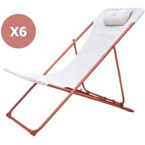 Ozalide Lot de 6 Chiliennes en acier terracotta Orange 81x77x53cm - Publicité Ozalide Lot de 6 Chiliennes en acier terracotta Orange 81x77x53cm - Publicité